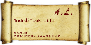 Andrásek Lili névjegykártya