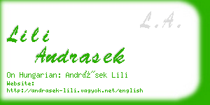 lili andrasek business card